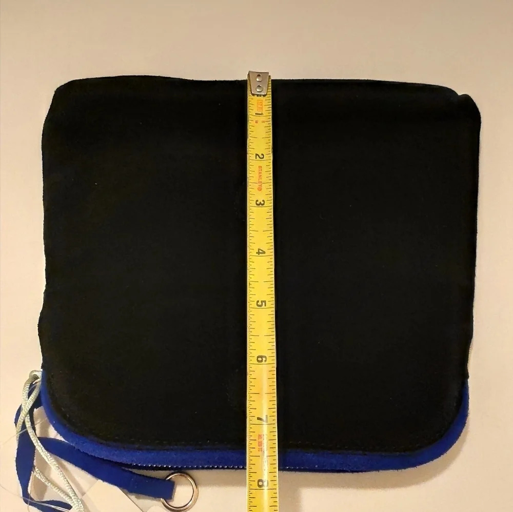 Danielle Nicole fold over Suede Black Blue clutch… - image 4